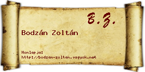 Bodzán Zoltán névjegykártya